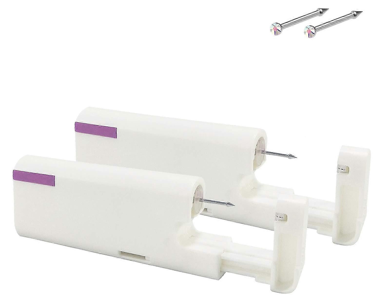 Nose Piercing Gun 2 Pack with Studs, Disposable Nostril Piercing Kit for Quick OneHanded Use, Rainbow