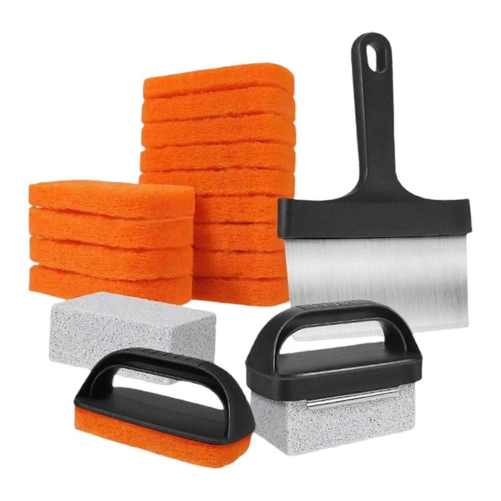 Griddle Cleaning Kit with Heavy Duty Grill Scraper, Efficient Grease Removal for BBQ Restaurant Flat