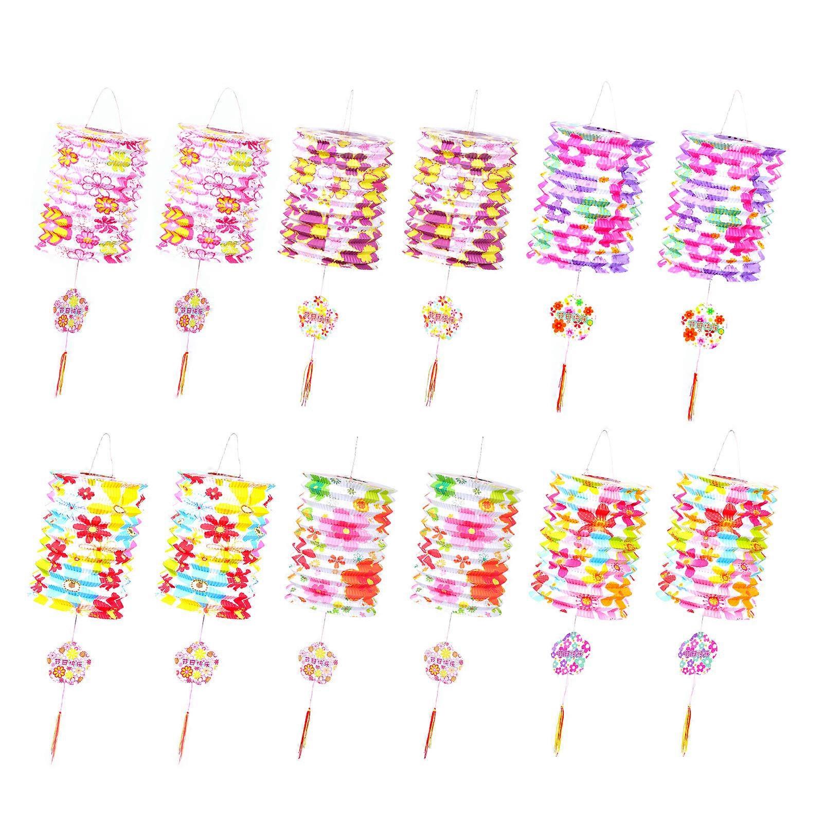 Scene Layout Paper Lantern Folding Lantern for Decor 12Pcs Set
