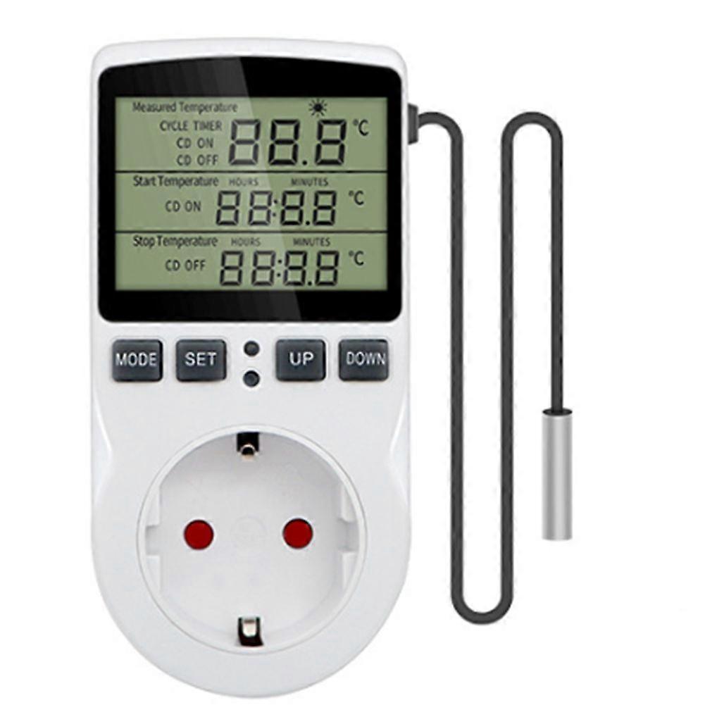 Intelligent Digital Temperature Controller EU Switch Socket 16(2)A 230V- Max.3680W LCD Display