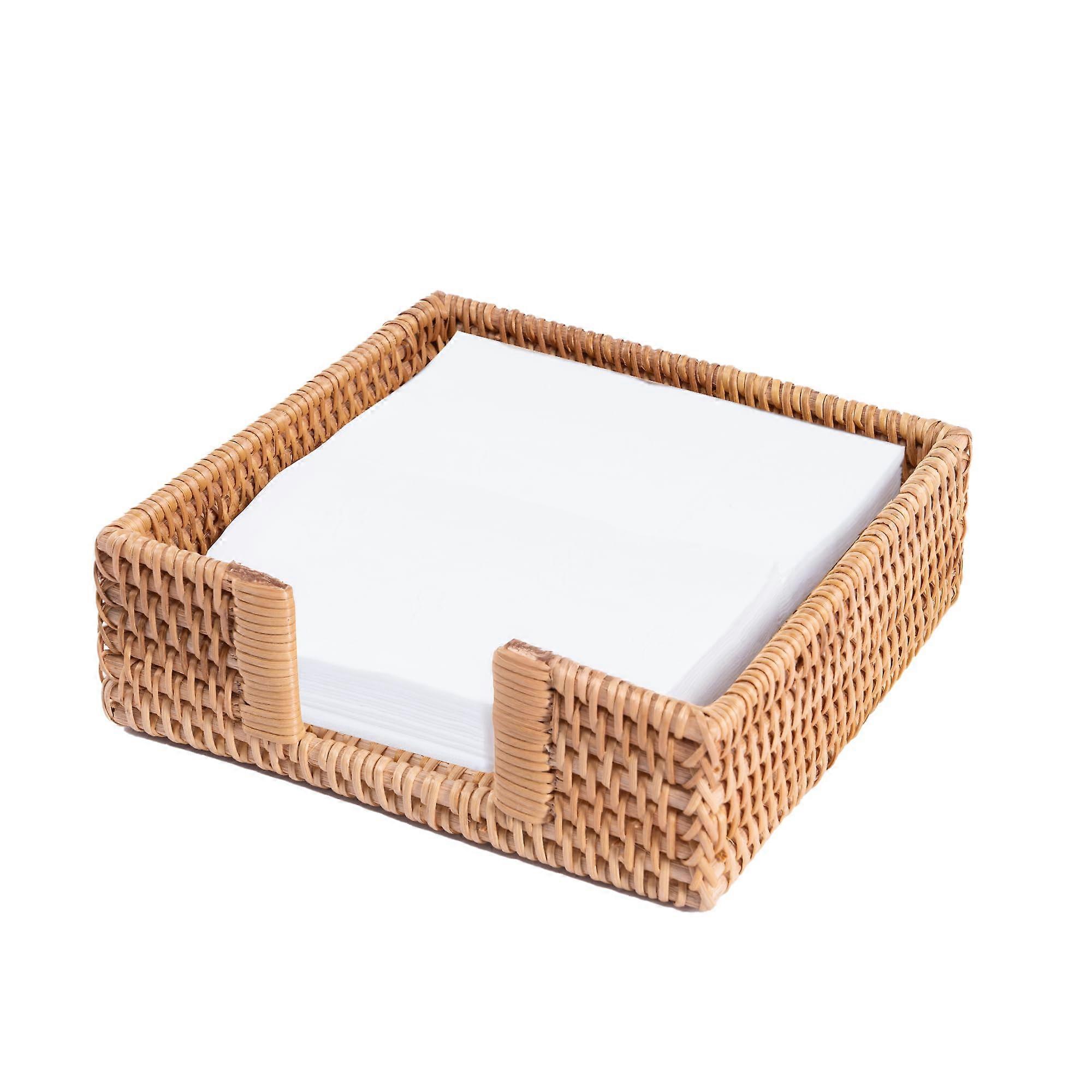 Boho Napkin Holder Handwoven Water Hyacinth Rectangular Tissue Dispenser for Dining Table