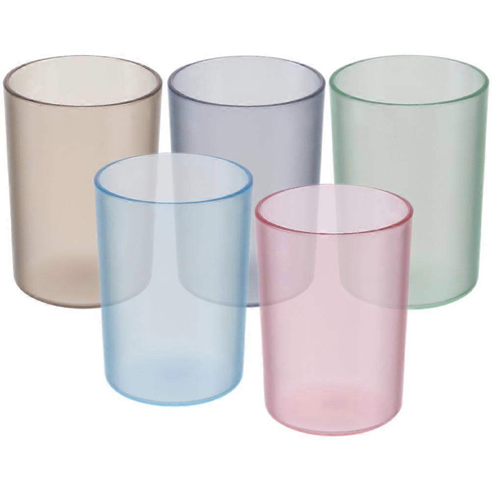 Plastic Bathroom Cups Household Round Shape Assorted Color for Drinking 5Pcs
