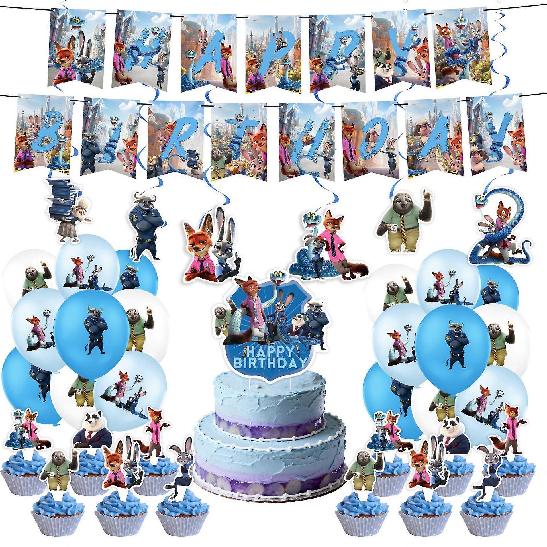Zootopia 2 Party Decorations Bundle, Birthday Kit with Banners Plates Tablecloth Balloons
