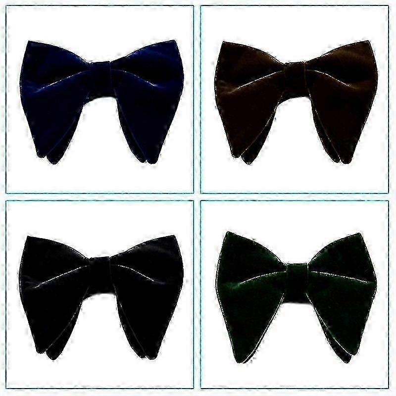 Men's Velvet Bow Tie, Vintage Double Layer, Solid Color, Adjustable Length-