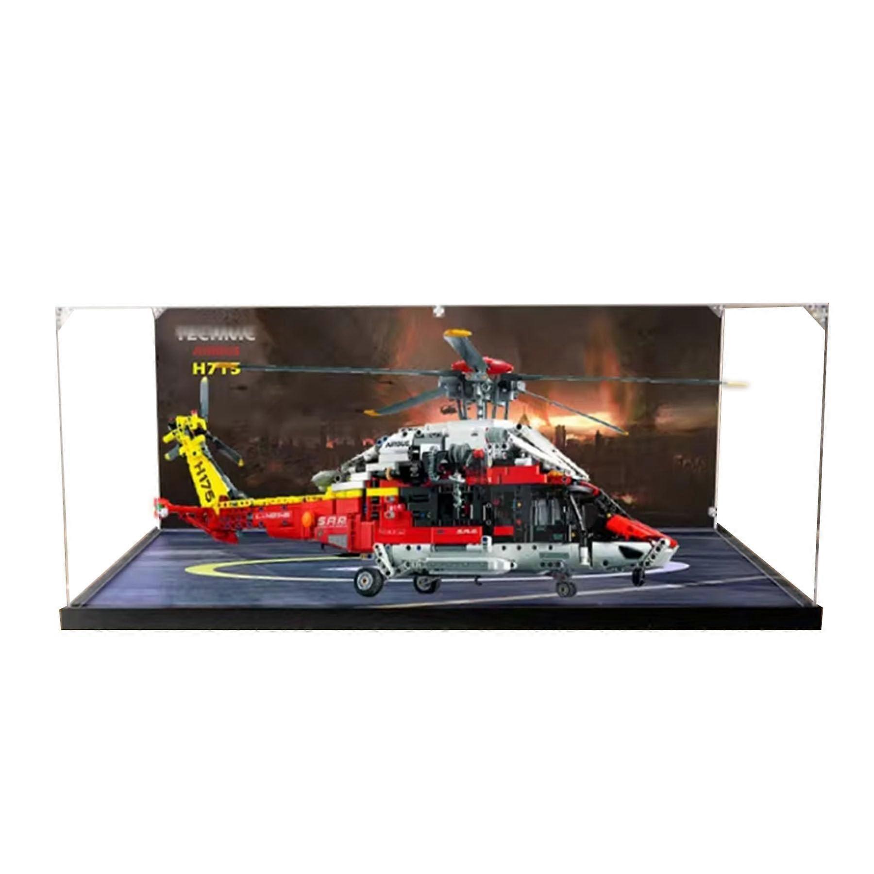Display Case Dustproof Acrylic Box with Black Base for  42145 Helicopter Model Storage