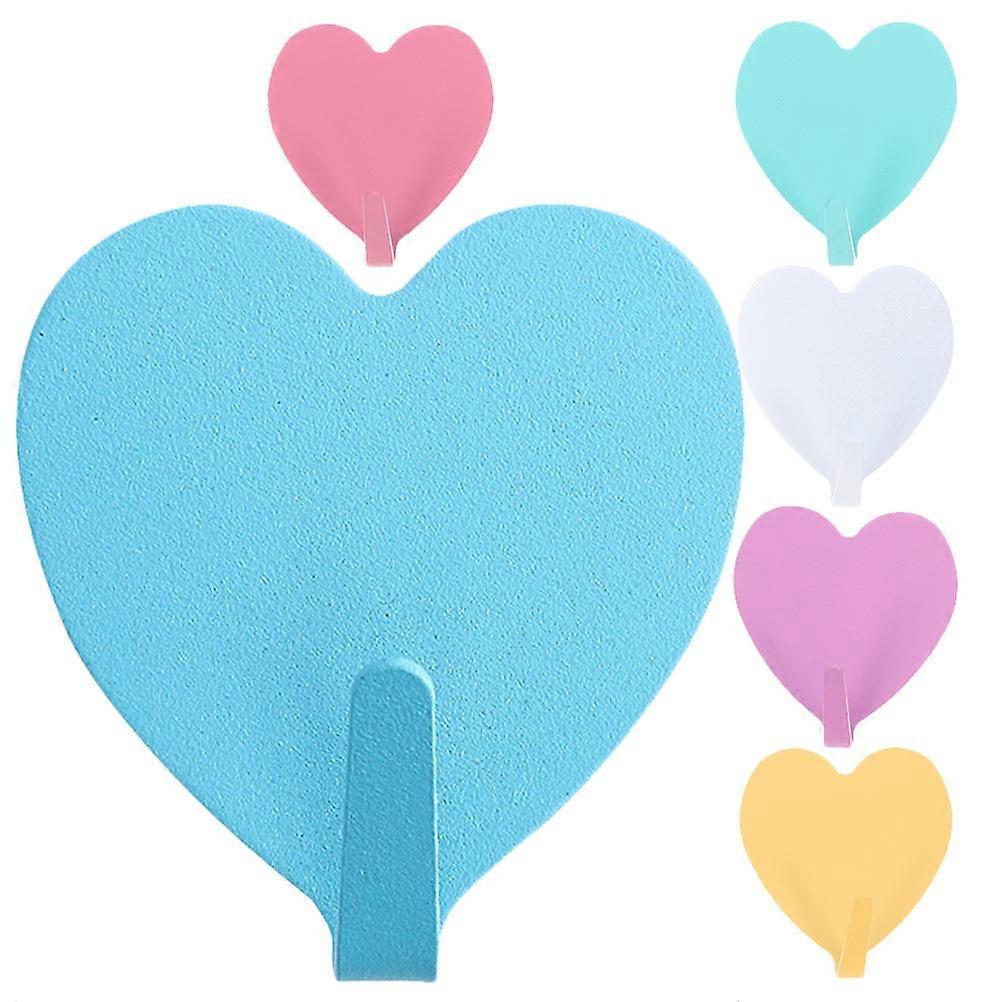 6pcs Heart-shaped Hooks Wall Iron Hooks Adhesive Hooks Multi-functional Hooks