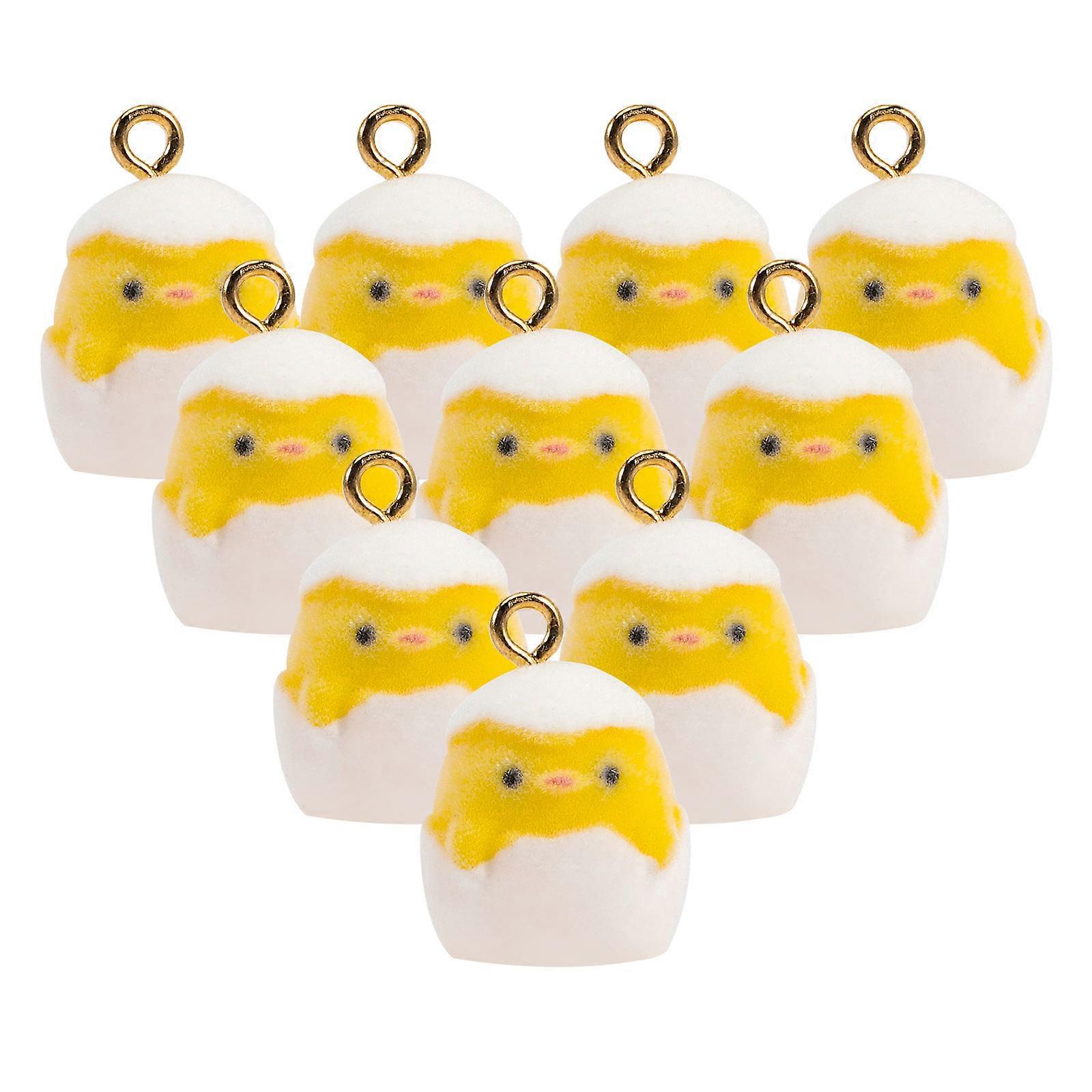 10pcs Easter-themed Pendant Accessory Easter Chick Eggshell  Pattern Earring Part Diy Pendant Material