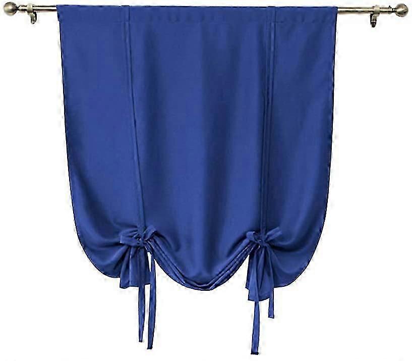1 Pack Solid Blackout Tie-Up Roman Curtain, Solid Color for Small Windows