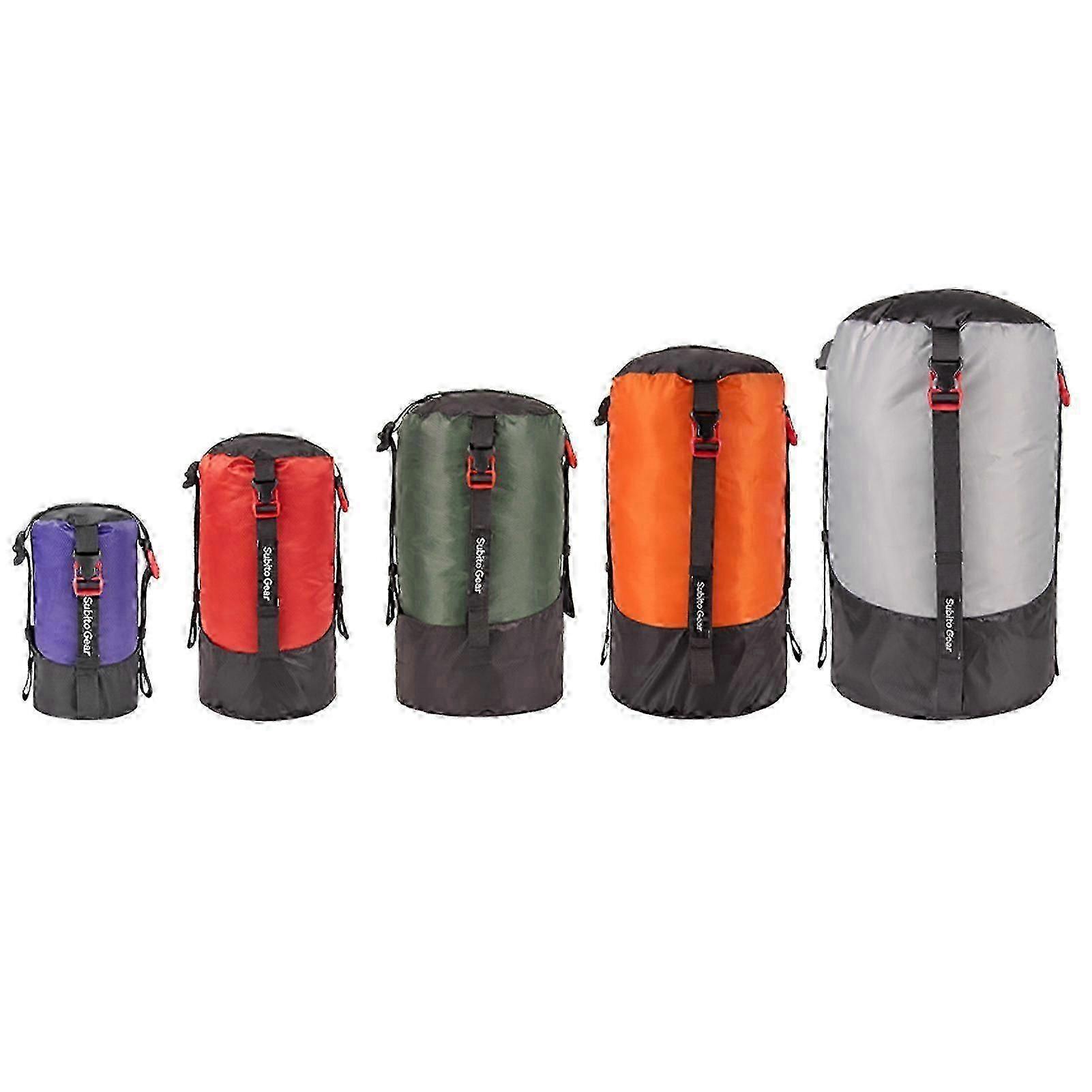 5pcs Lightweight Compression Stuff Sack Waterproof Polyester Compression Bag compatible with Camping Hiking Backpacking