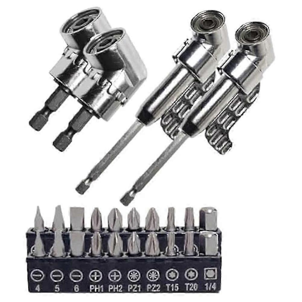 Corner Tool Screw Hub, Multi-Function Bend Screwdriver Bit, 360° Rotatable 1/4in 3/8in 1/2in Socket Adapter Set