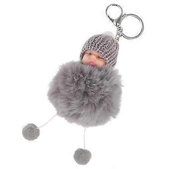 Light Grey Hairball Keychain, Easy to Find Keys, Party Accessory, 1Pcs