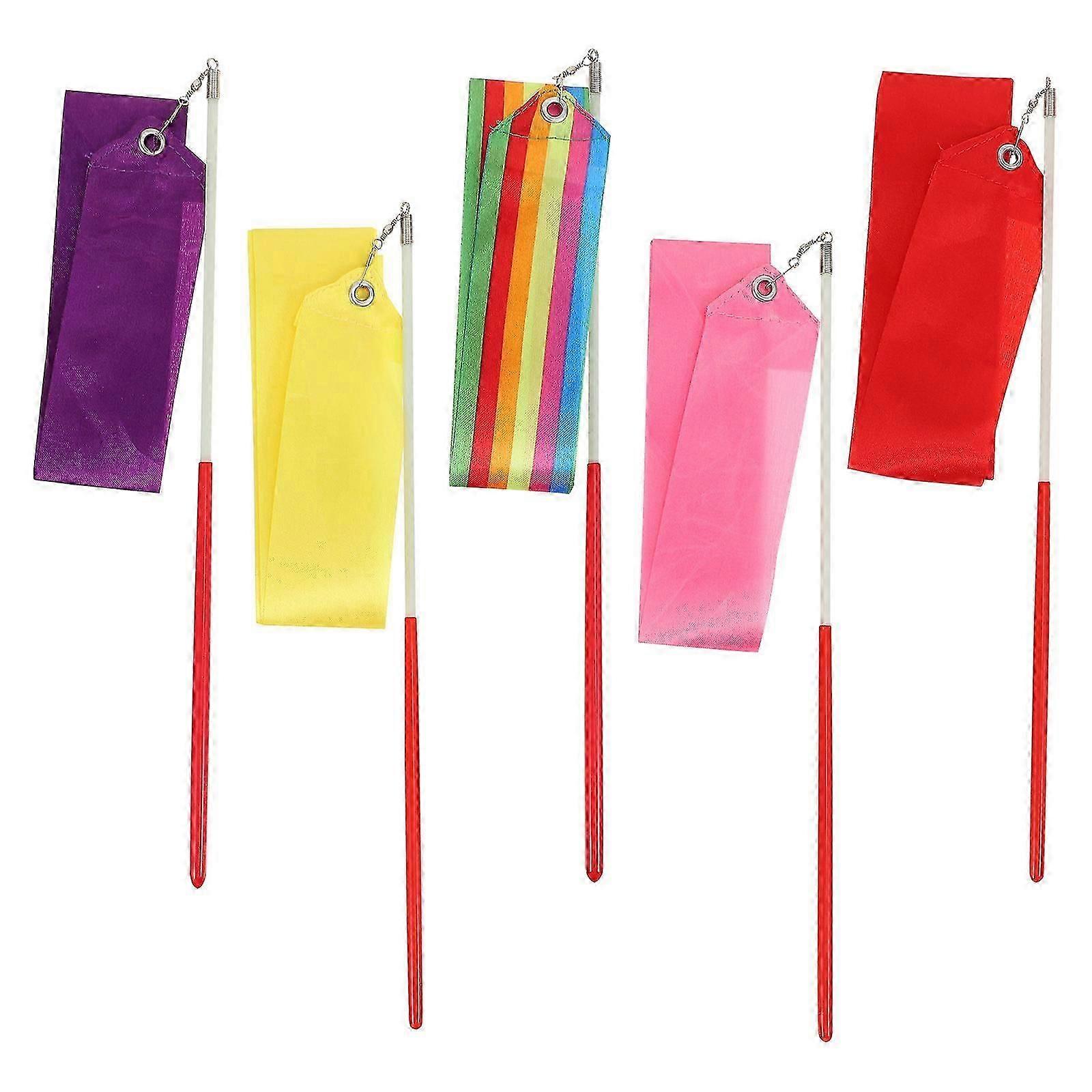 Rhythmic Ribbon Dancing Streamers for Gymnastics 5Pcs Assorted Ribbons