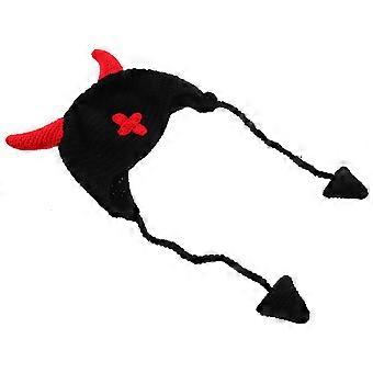 1pc Practical Winter Halloween Style Hat Devil Horns Prank Earflaps
