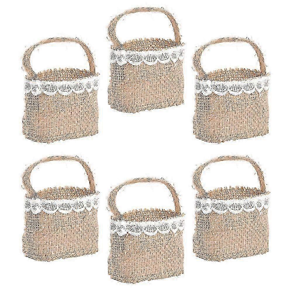 Burlap Basket Handheld Storage Basket for Easter Egg 6Pcs Assorted Color