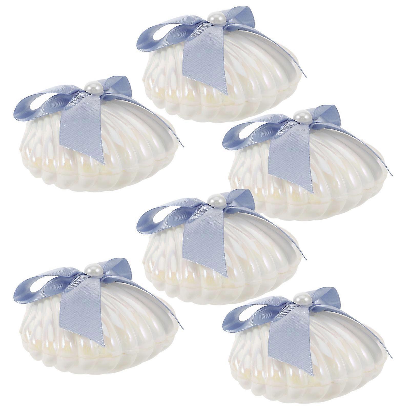 Seashell Candy Box Plastic Wedding Mini Sea Shells Storage Cases with 6Pcs