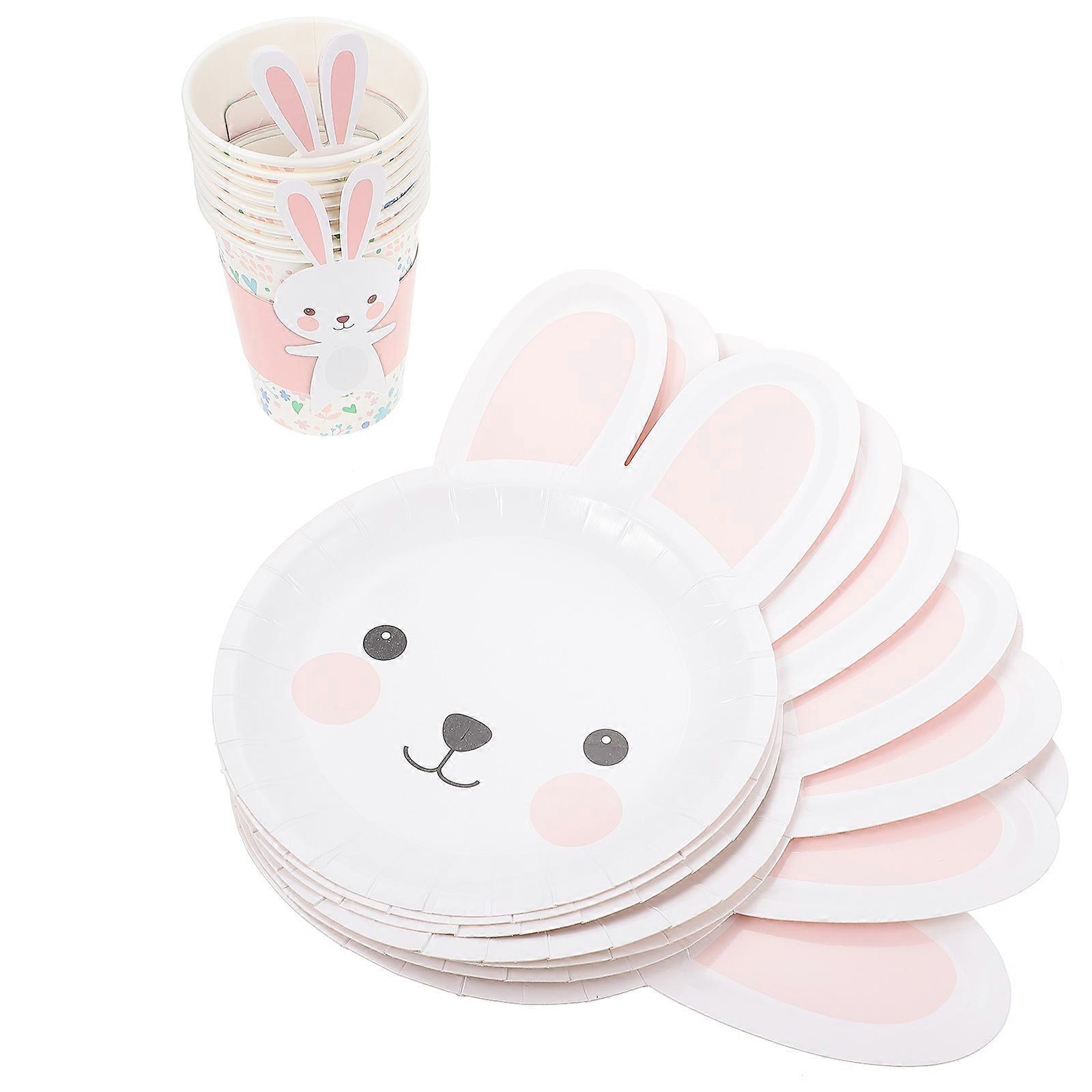24Pcs Paper Tableware for Easter Use Disposable Tableware Party Supplies