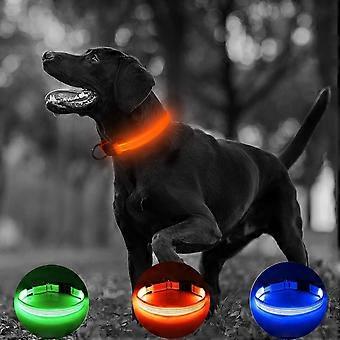 Reflective LED Dog Collar - Light Up Dog Collars USB Rechargeable Pet Collar Dog Lights for Night Walking & Camping (Large. Orange)