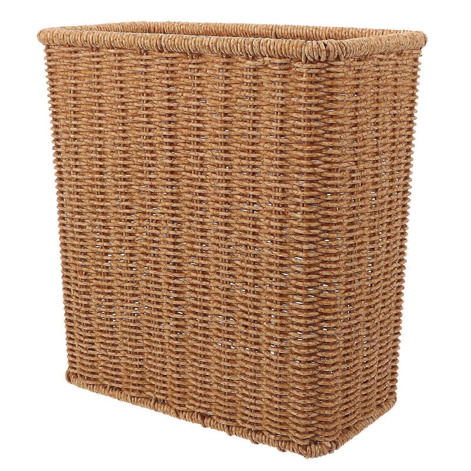 Woven Trash Basket Multi Function Storage Wastebasket Rustic Design Lightweight Practical Bedroom Kitchen Bathroom Use
