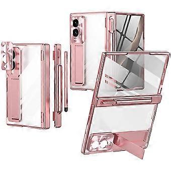 Compatible For Samsung Galaxy Z Fold8 Case Hinge Kickstand Clear PC Phone Cover with Stylus / Tempered Glass Film