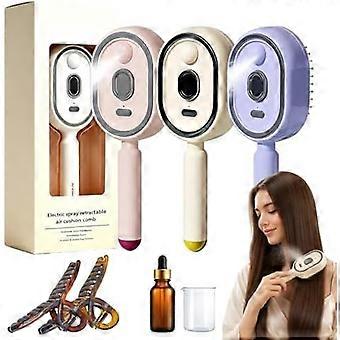 Peine de masaje eléctrico superior con cojín de aire, cepillo desenredante 2 en 1 con pulverizador, cerdas retráctiles y rociador de agua, moldeador antiestático para uso en seco y húmedo.