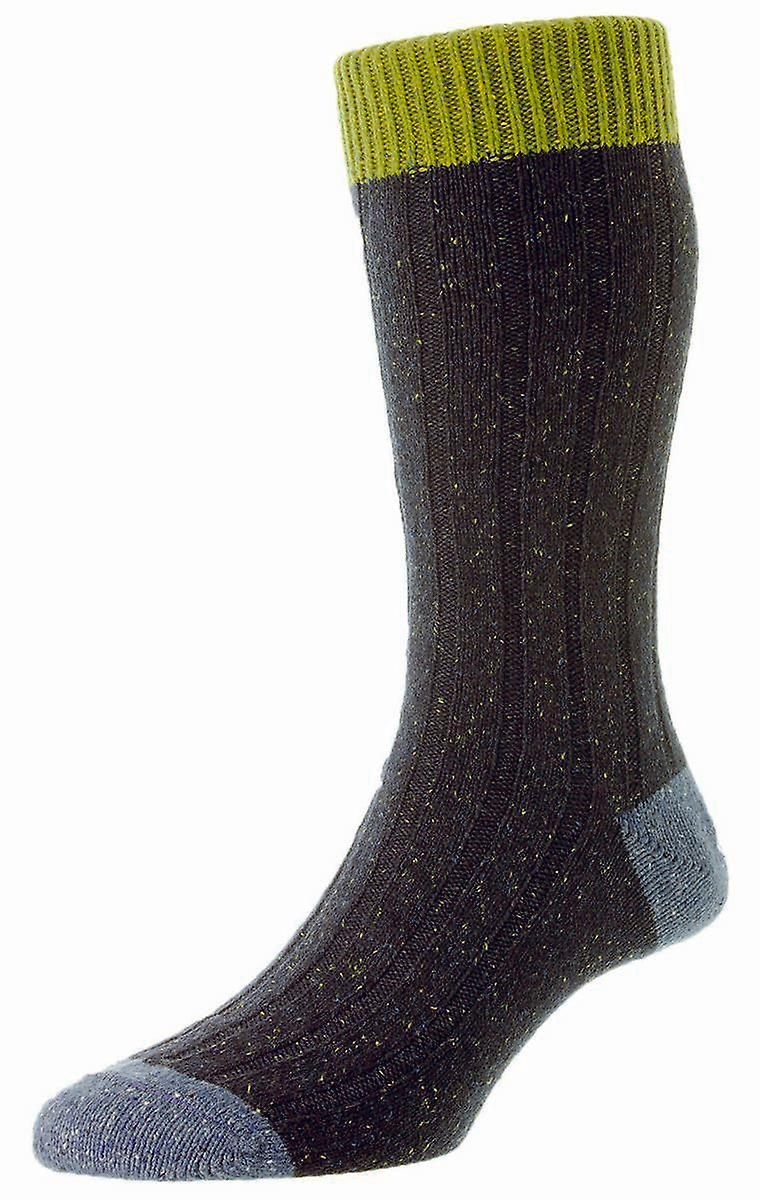 Scott Nichol Thornham Merino and Silk Socks - Navy Fleck