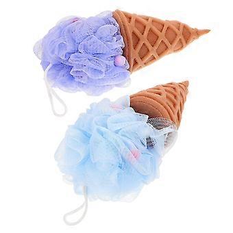 Ice Cream Shower Loofah Bath Sponge for Bathing Use 2Pcs Household Accessory