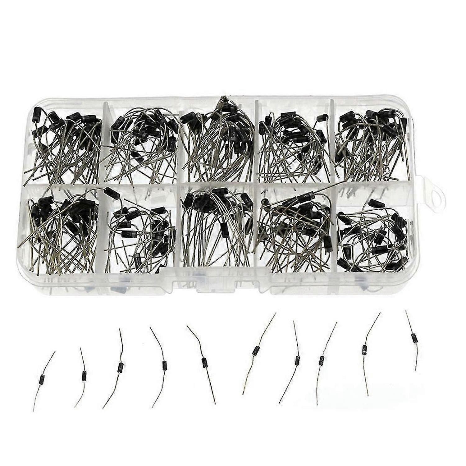 200Pcs 10 Values Rectifier Diode Assorted Kit 1N4001 1N4002 1N4003