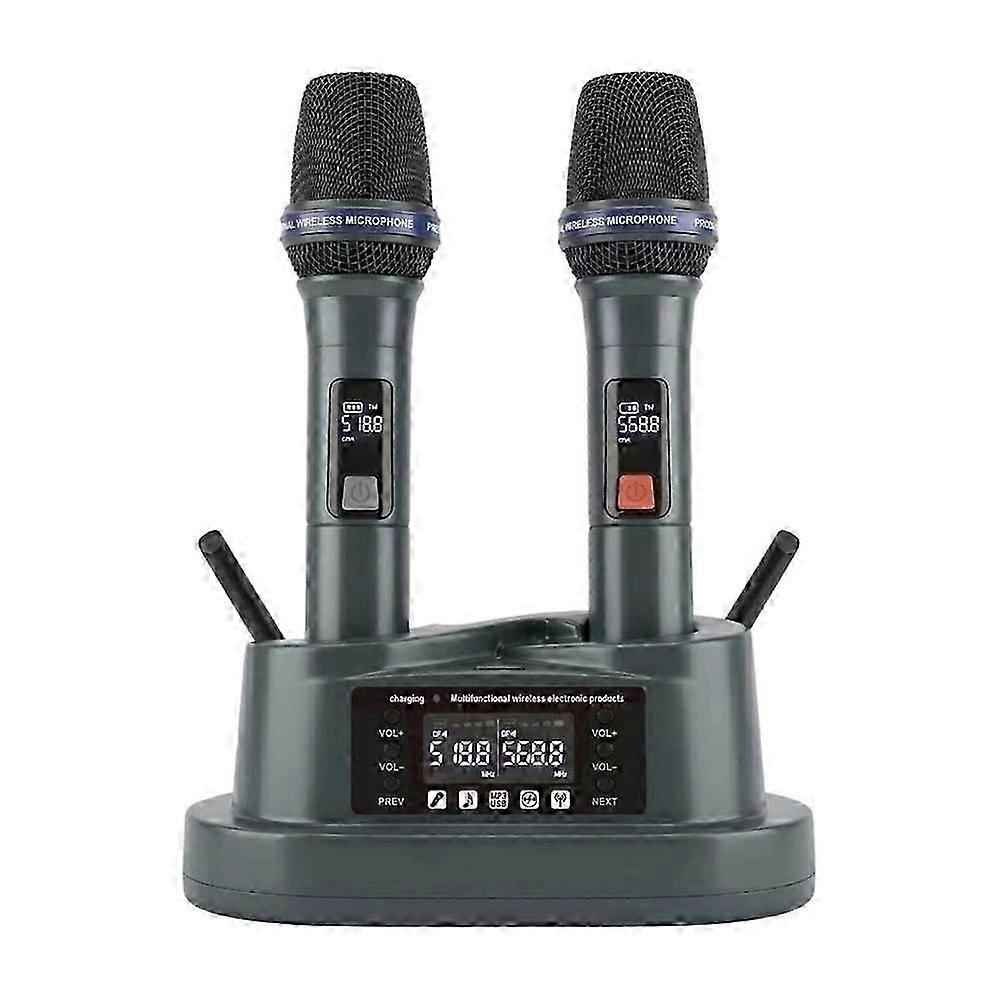 1To2 Handheld Wireless Microphone Magnetic Induction Wireless Smart Charging Microphone UHF Automatic Frequency Pairing