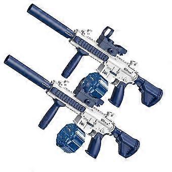 2 Pack Electric Water Gun Toy With LED Muzzle Flash Automatic Squirt Blaster Outdoor Pool Game For Adults Blue