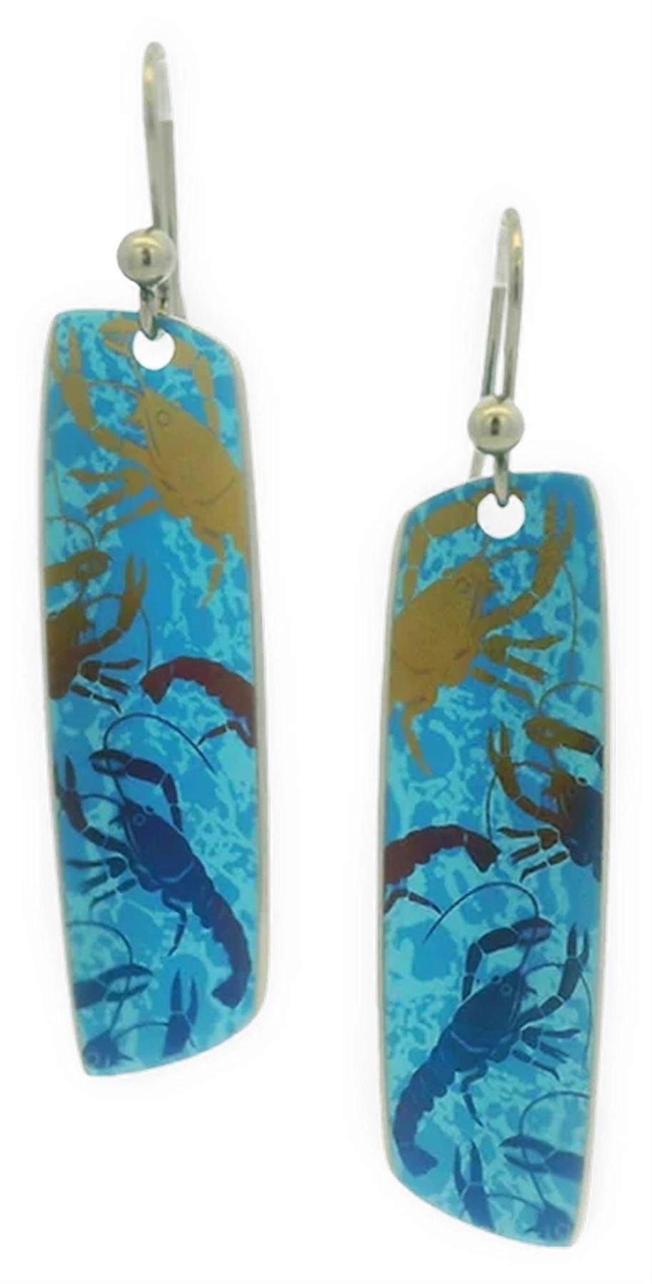 Ti2 Titanium Lobster Drop Earrings - Blue