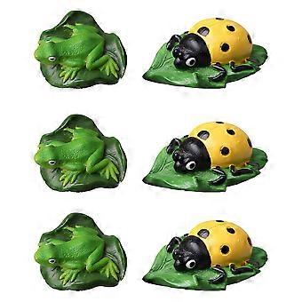 Fish Tank Ornament Resin Frog and Ladybug Model for 6Pcs Aquarium Decor