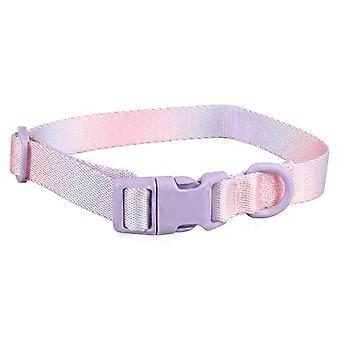 Coleira colorida da moda do cão ajustável coleira do cão durável confortável do poliéster do animal de estimação para a decoração ao ar livre roxo rosa