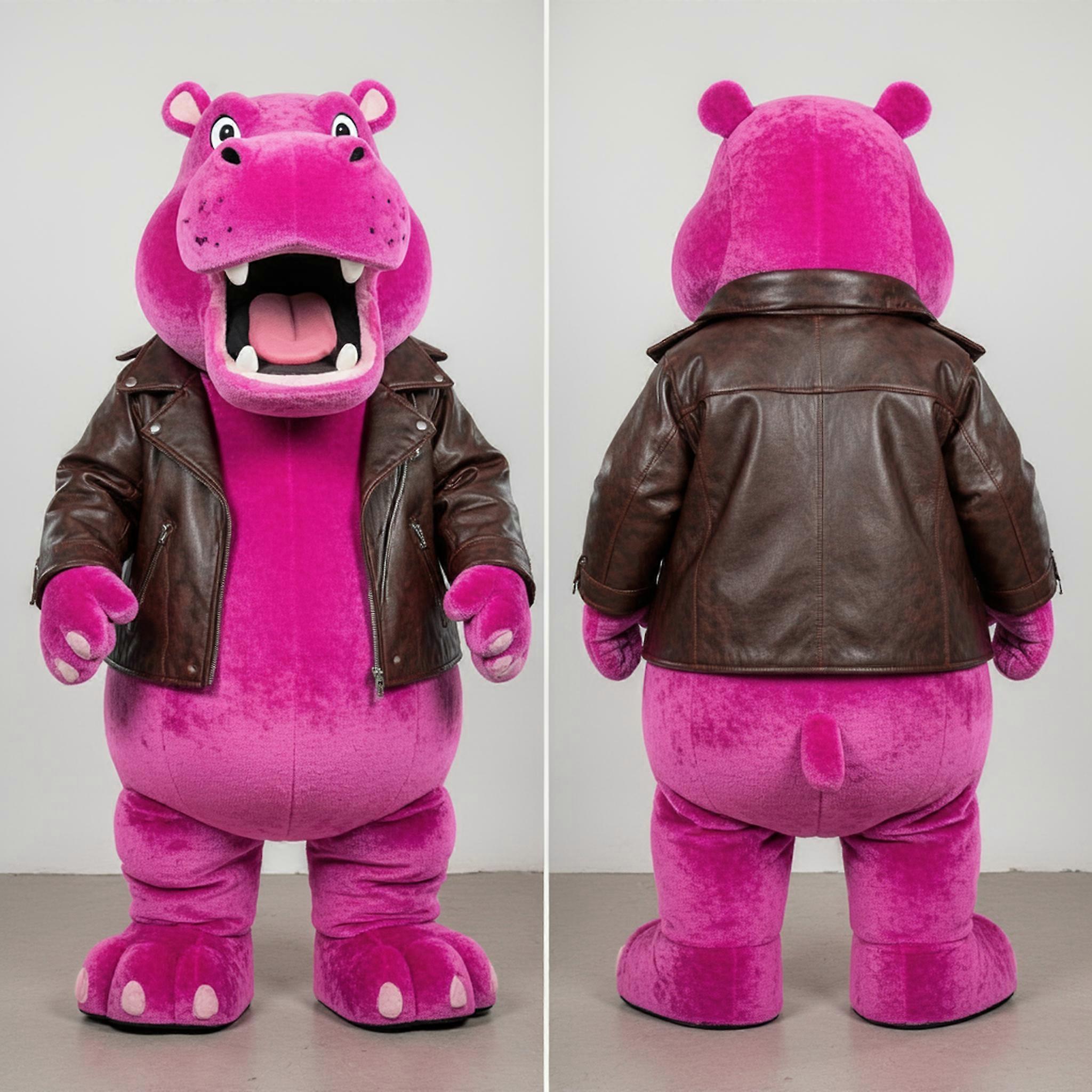 MASTICOT Magenta Rounded Hippopotamus Mascot