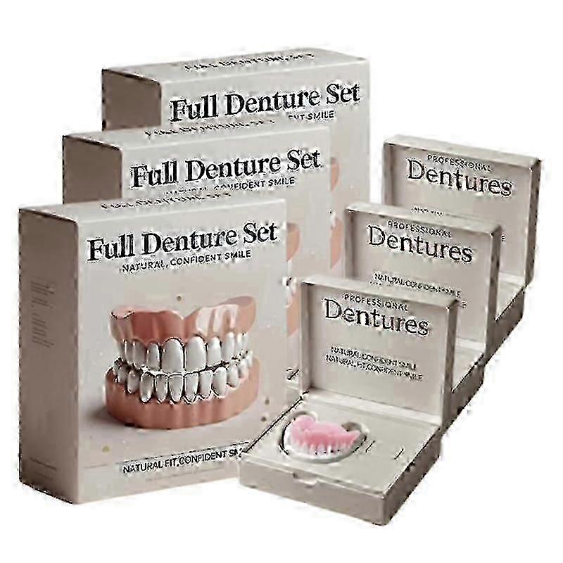 3pcs Silicone Full Denture Set, Customized Reline Denture Kit for Comfortable Fit