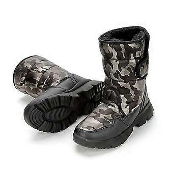 Kids Snow Boots Boys Girls White Simple Camouflage Thickened Waterproof Anti-Slip 26-27