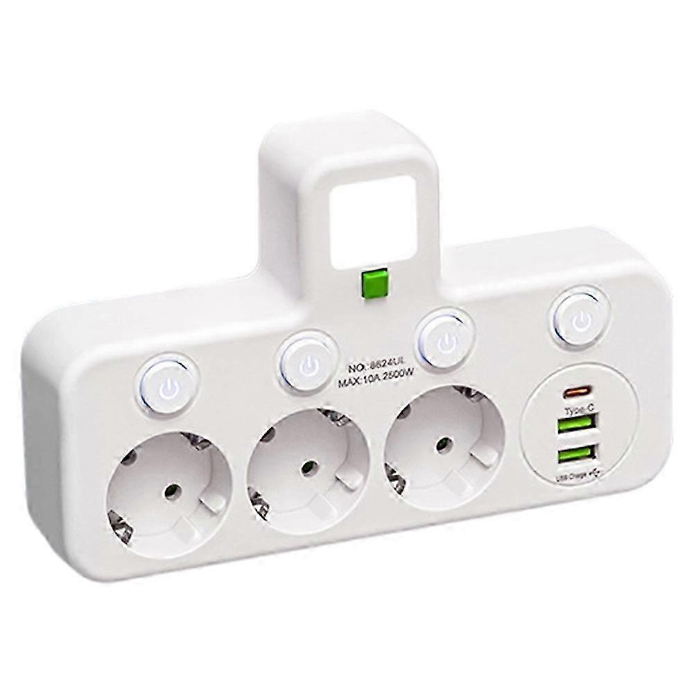 EU Plug Outlet 3 Sockets Electrical Socket No Extension Cord with USB Type-C Ports Two Specifications