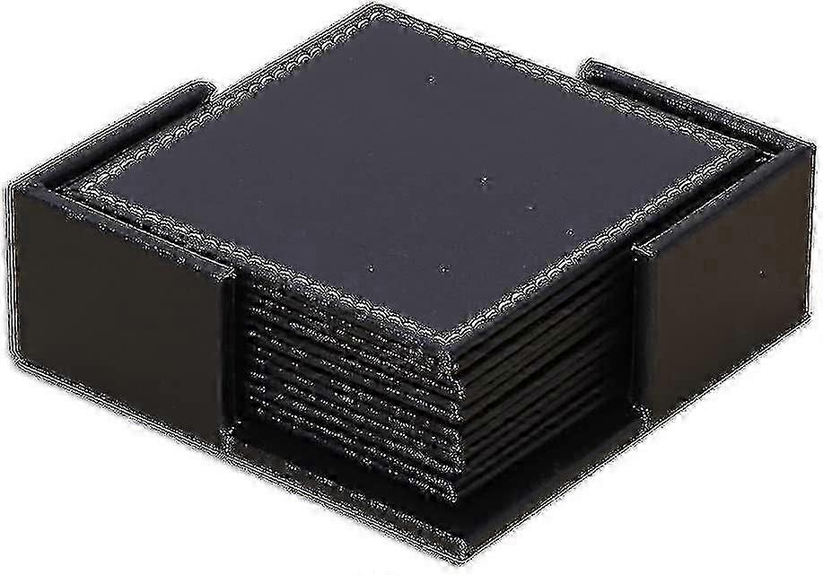 6 Pack Black Leather Coasters