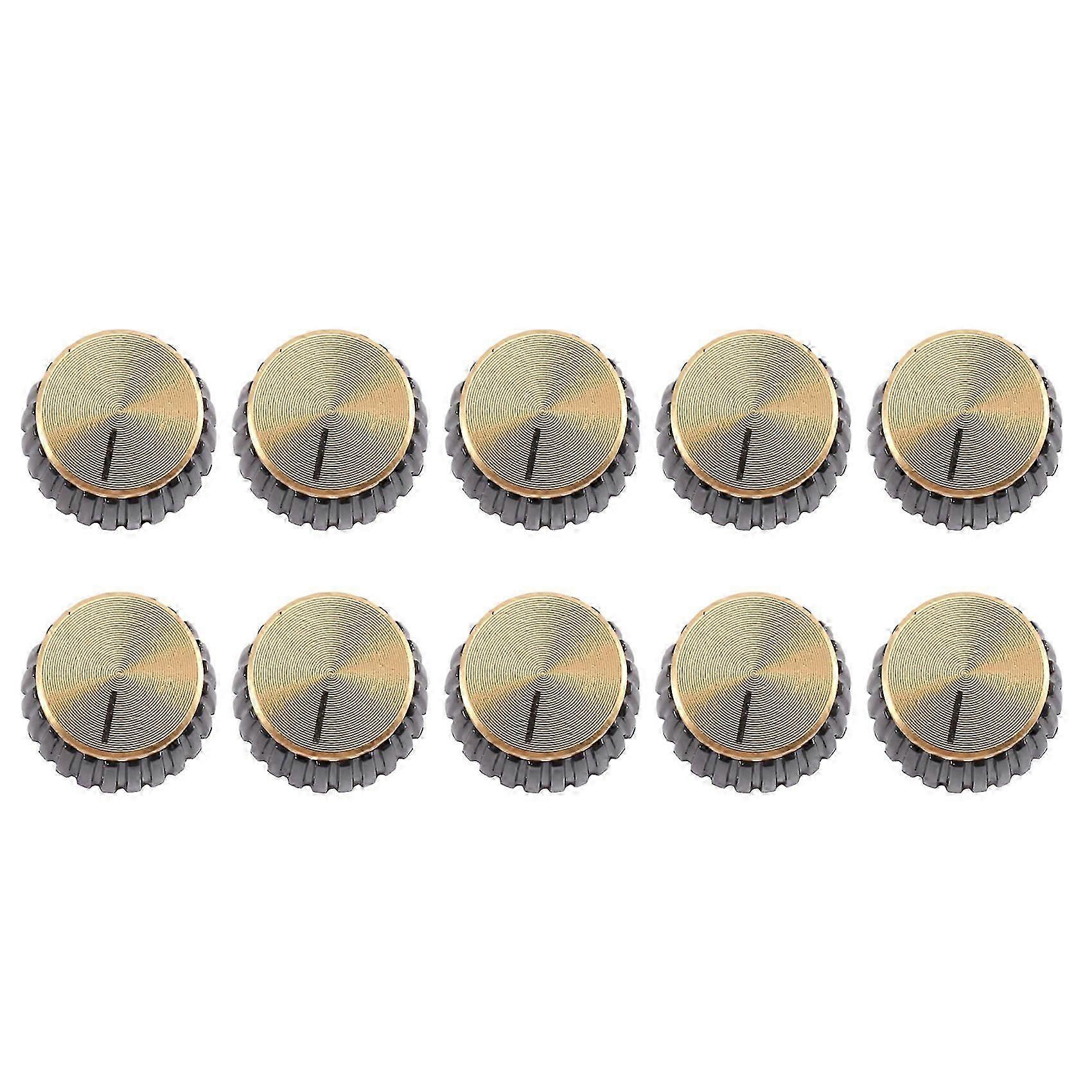 10Pcs Guitar AMP Amplifier Knobs Push-on Black+Gold Cap Compatible withMarshall Amplifier