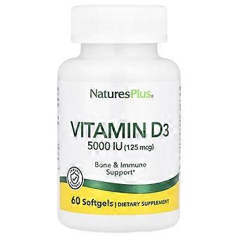 2 x NaturesPlus, Vitamin D3, 125 mcg (5,000 IU), 60 Softgels