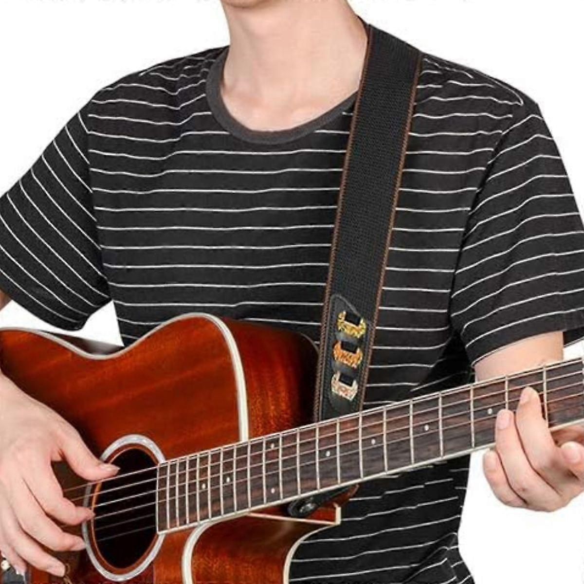 Cotton Guitar Strap with Pick Holders Adjustable Comfortable
