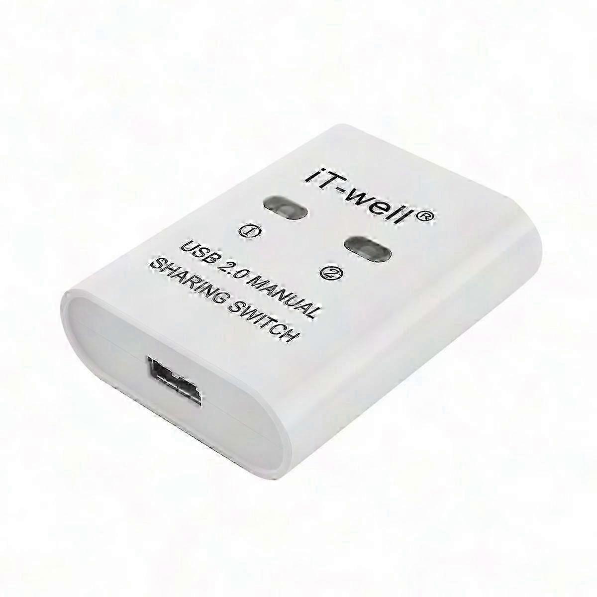 IT-Well USB Printer Sharing Device, 2-Port Manual KVM Switch compatible with 2 Computers to 1 Printer