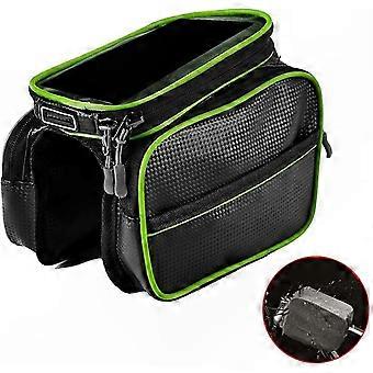 Mountain Biking Bike Front Frame & Handlebar Bag, Large Capacity Top Tube Pannier Pouch with Phone Mount Holder & Hanging Pendant