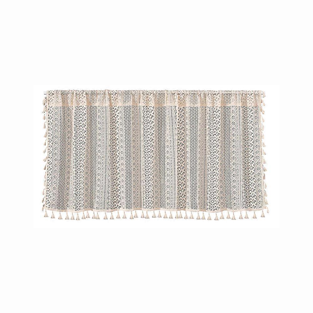 Boho Tassel Linen Macrame Valance