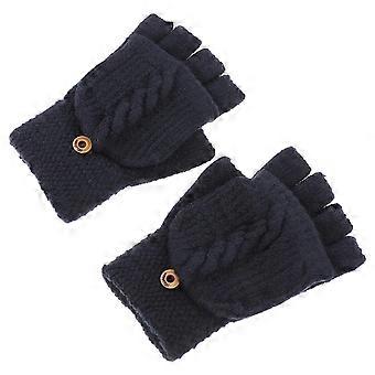 Convertible Fingerless Gloves for Women 2 Pairs Black Cashmere Acrylic Blend Winter Warm