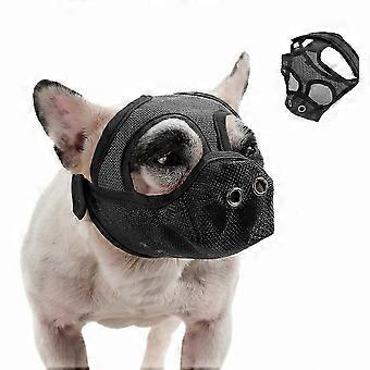 Prevents Biting, Chewing, and Barking Dog Muzzle, Breathable Mesh for Short Snout Dogs (Black)