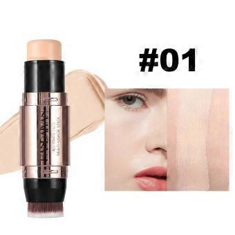 Dual-Ended Contour Concealer Stick with Built-In Blending Brush, Creamy Highlighter and Shadow Face Shaping Makeup for Travel and Daily Use