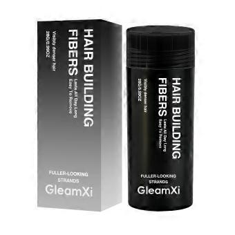 28g/box GleamXi Black Hair Volumizing Fiber Powder: Gentle and easy to wash, daily invisible coverage for sparse hair parting.