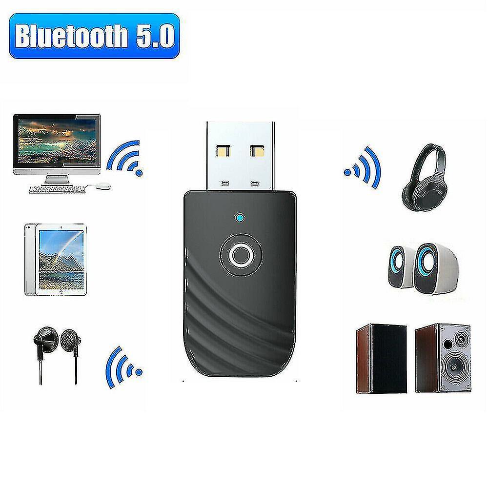 Wireless Usb  Tooth 5.0 Audio Transmitter Receiver 3in1 Adapter For Pc Tv Car