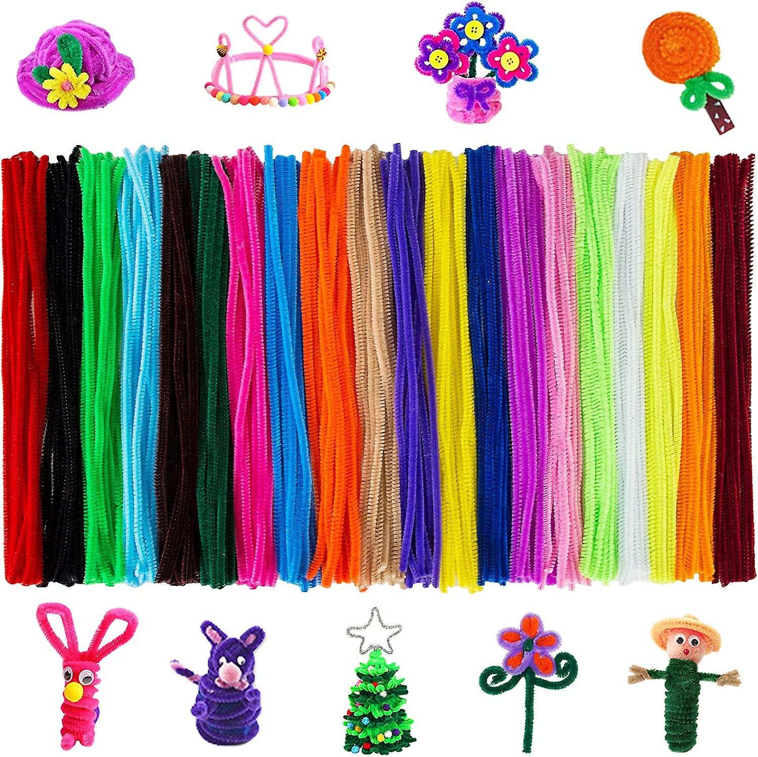 300 قطعة منظفات الأنابيب ألوان متنوعة ينبع الشنيل لعيد الحب ديكورات الحرف الفنية DIY (6 مم × 12 بوصة)