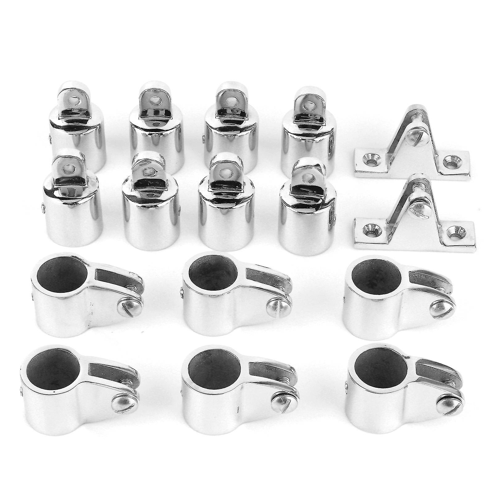 16Pcs M6 Boat Marine Hardware Accessory Set 8pcs Slide Caps+6pcs Slide Sleeves+2pcs Base Mount Hinges